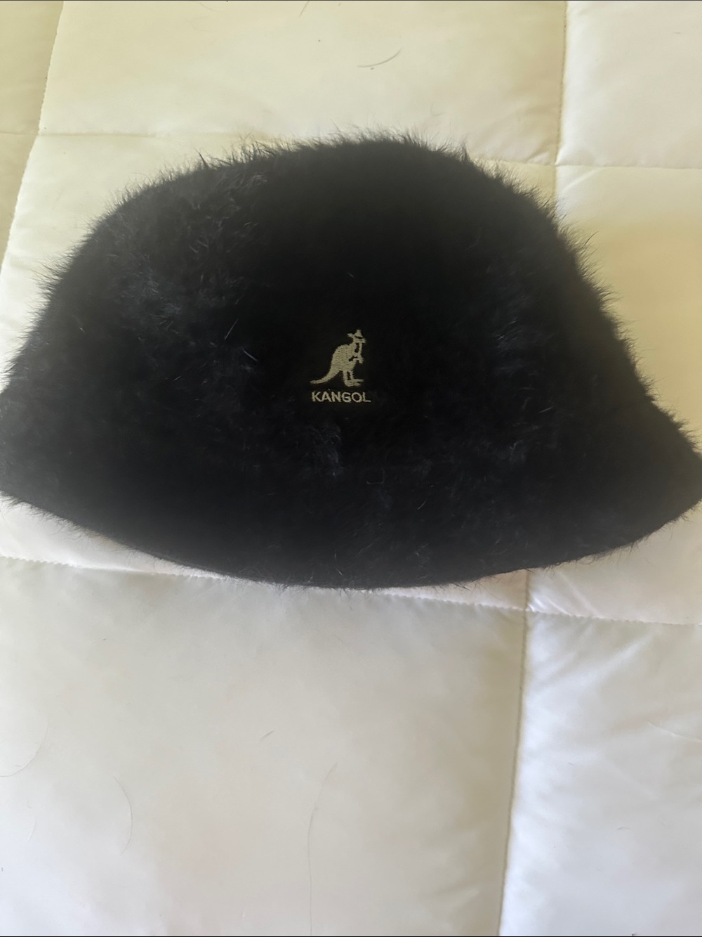 Kangol Women's Black Faux Fur Bucket Hat with Logo